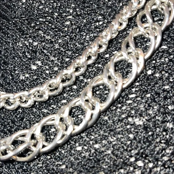 Vintage adjustable 3 layer Silver Chain Necklace c40 - Picture 4 of 5